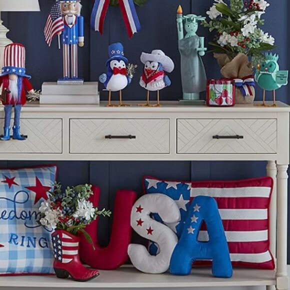 Patriotic USA Letter Pillow Red White and Blue Decorative Holiday 4th of July - Picture 4 of 4